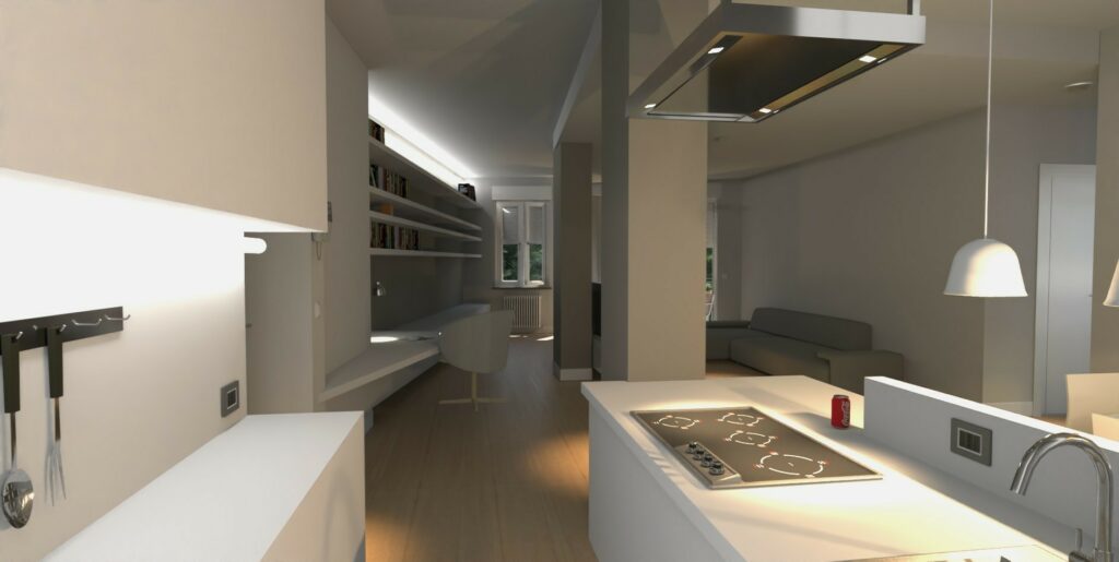 Render cucina vista sala
