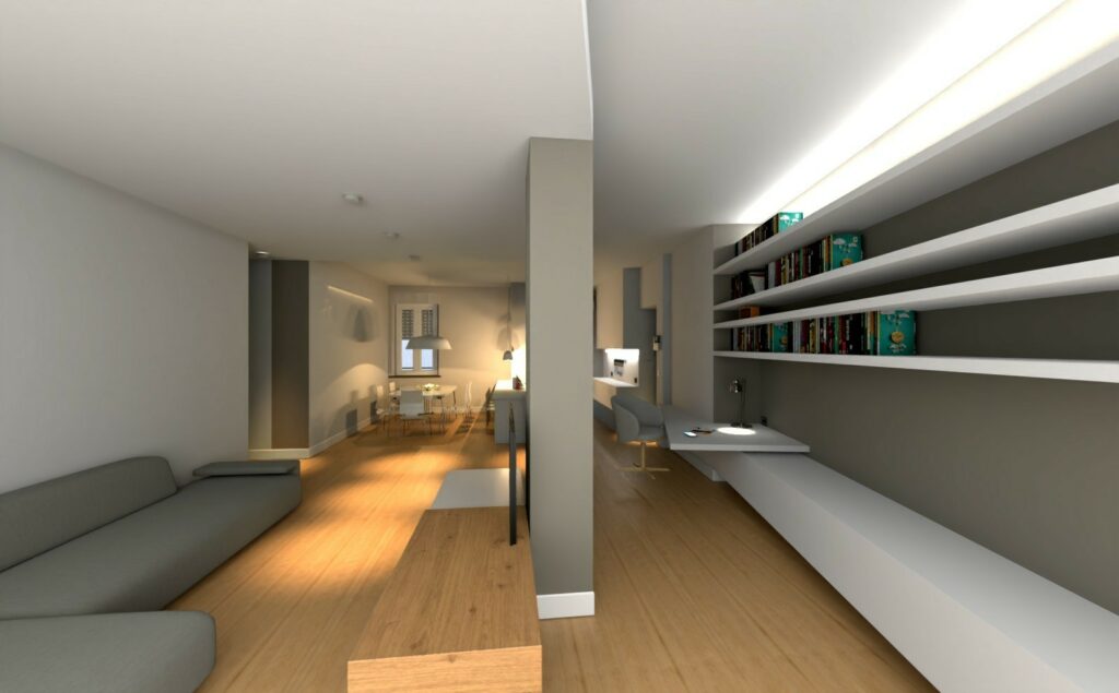 Render sala vista cucina